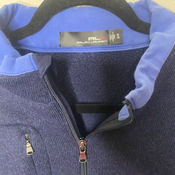 RLX Ralph Lauren Fleece Golf Vest Mens XL Blue & Navy Full Zip Pockets‎ - Picture 2 of 8